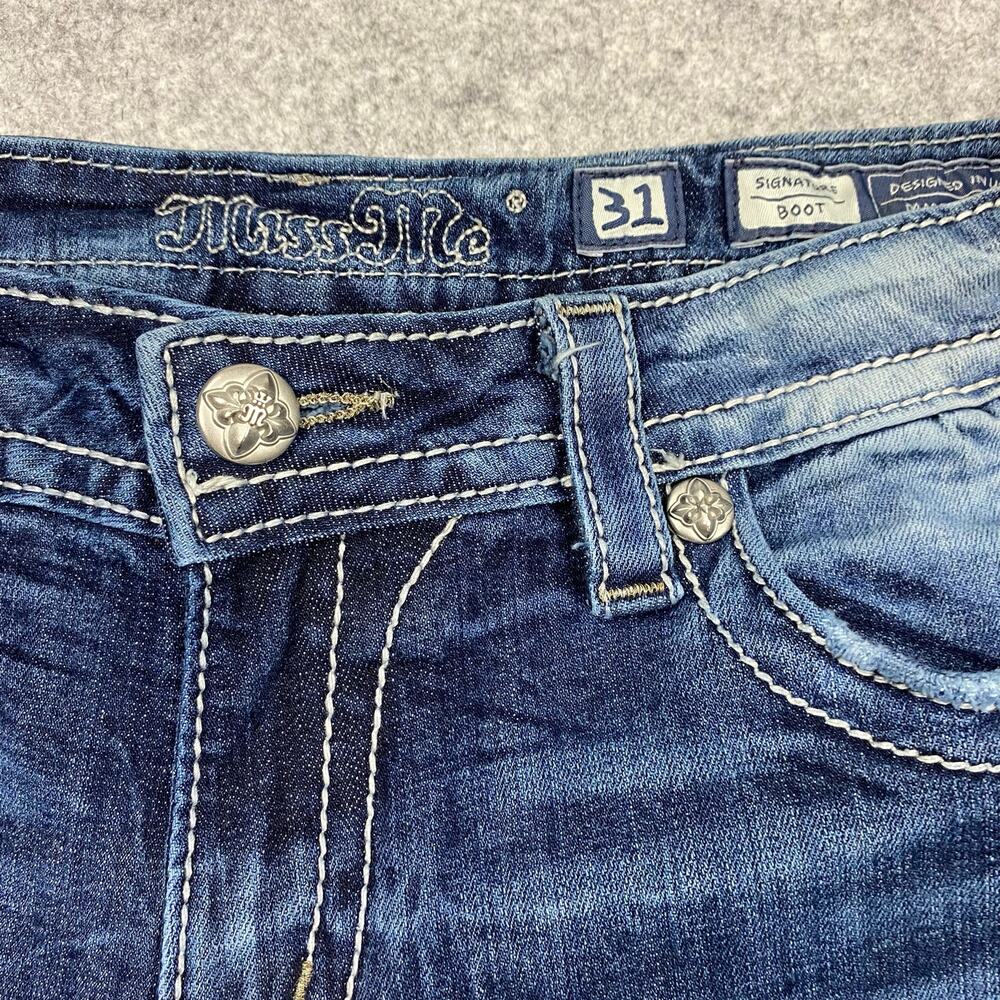 Miss Me Women's Straight Leg Jeans in Medium Blue Wash - Picture 4 of 16
